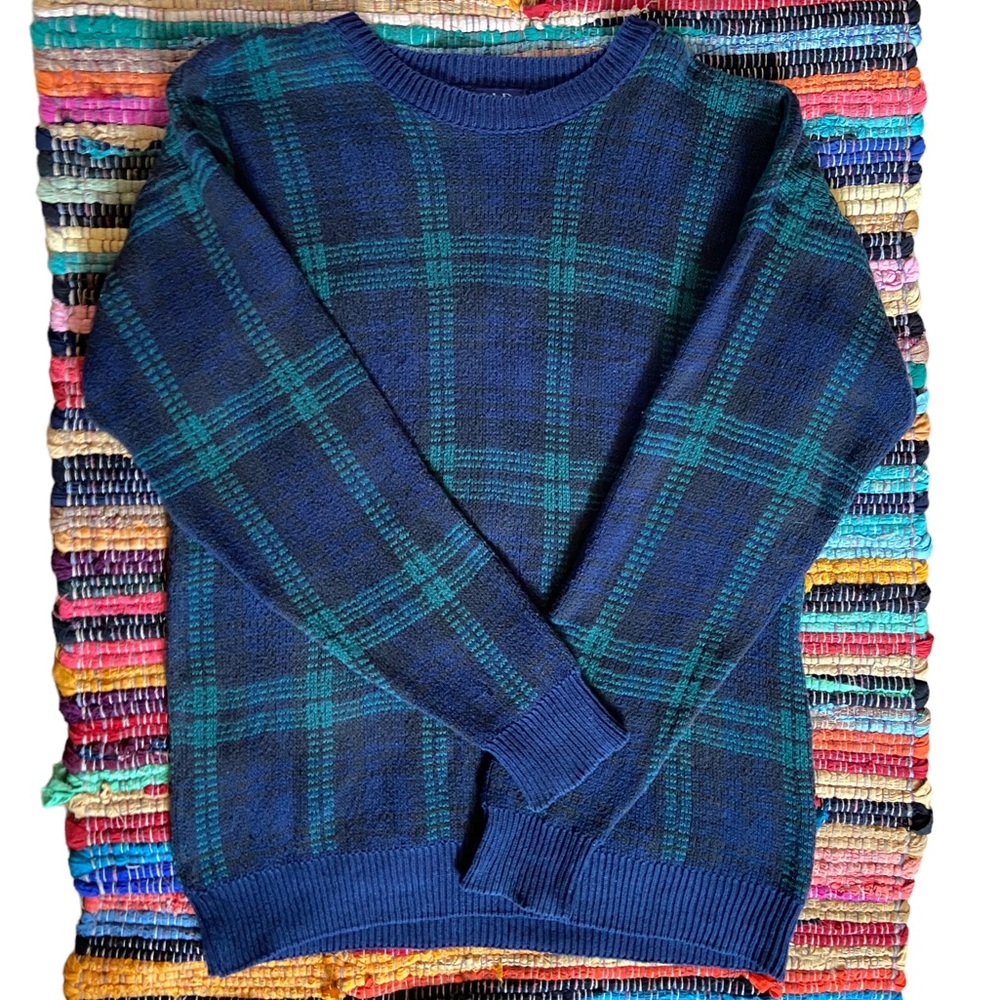 Vintage Old Glory Crewneck Sweater Men’s Size XLT Extra Large 100% Cotton Plaid